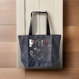 Victoria's Secret Pink Large Canvas Tote Bag ,PINK logo Dark Grey & Silver 🔥🔥🔥